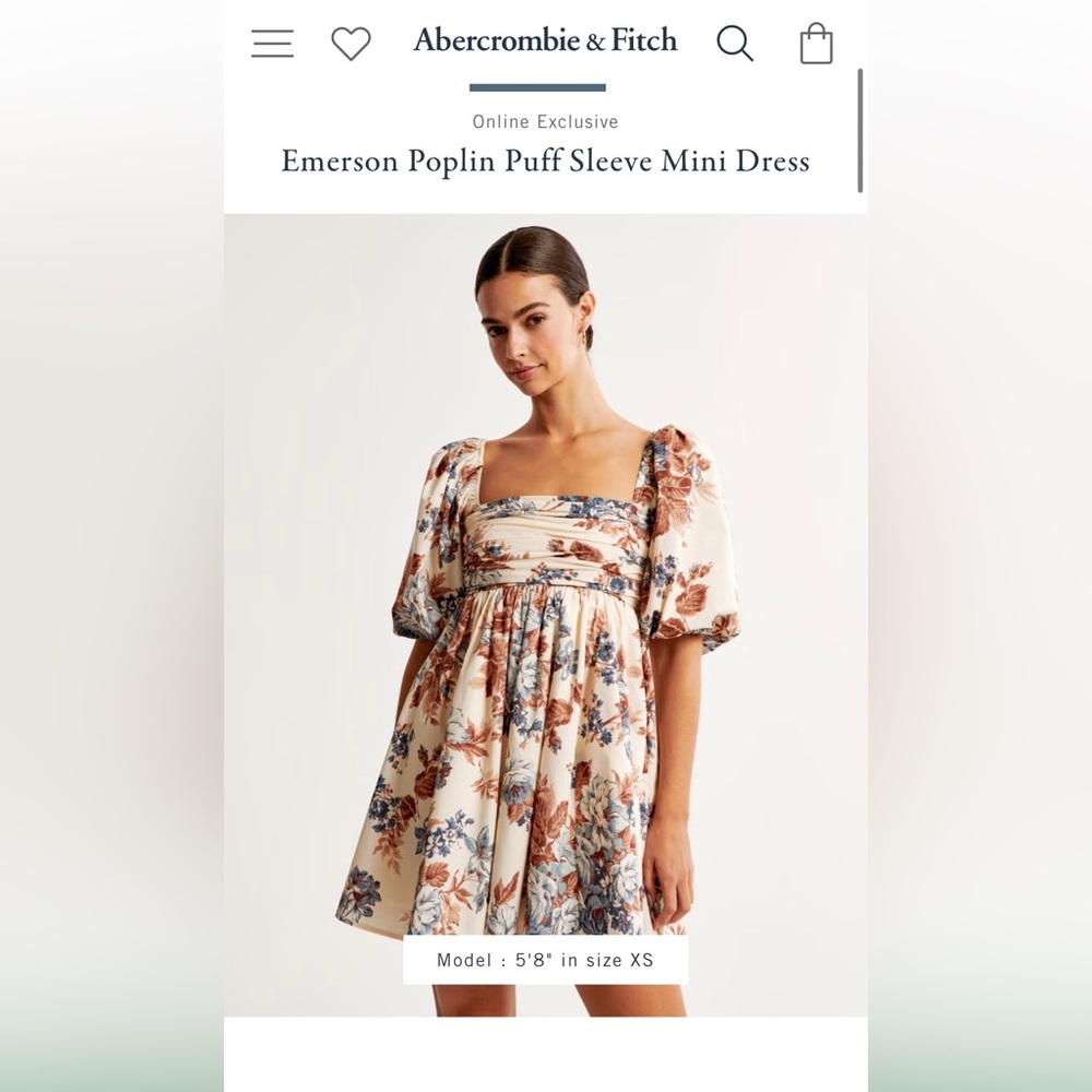 Abercrombie & fitch Emerson Poplin Puff Sleeve Mini Dress
